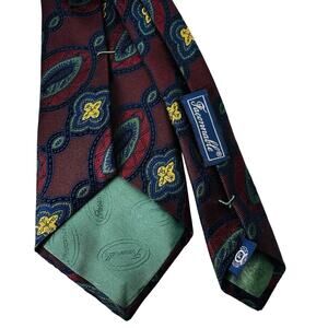 Facconable 100% Silk Burgundy Geometric Mens Tie France 3.5 in x 60 in